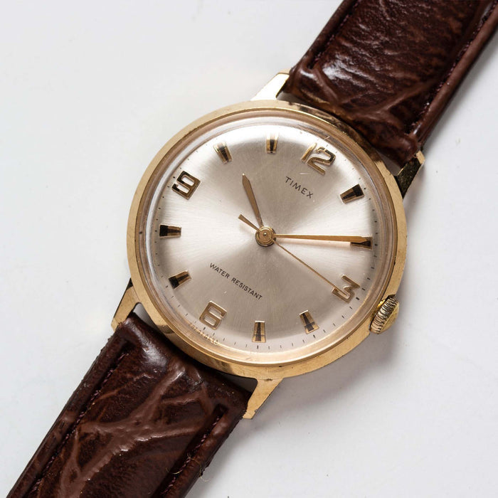flatlay of the 1969 Timex Marlin, shown close up