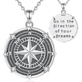 925 Sterling Silver Compass Pendant Necklace