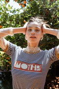 Woman wearing Mother ringer tee shirt by The Bee & The Fox