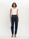 Woman in blue jean with belt