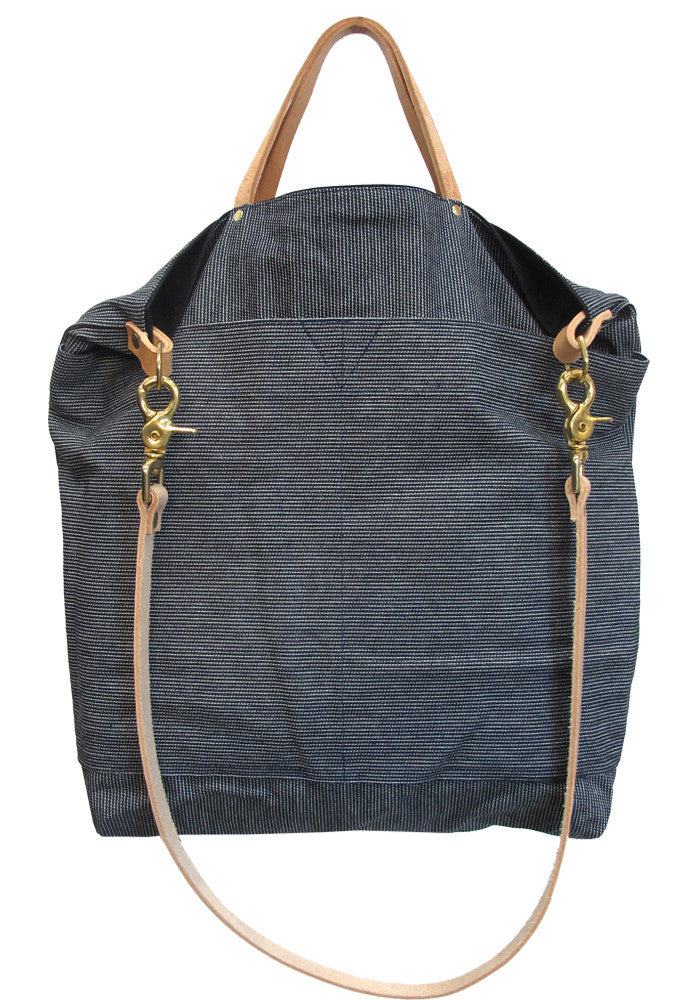 Ali Golden Reversible Tote - Grey/Blue Stripe
