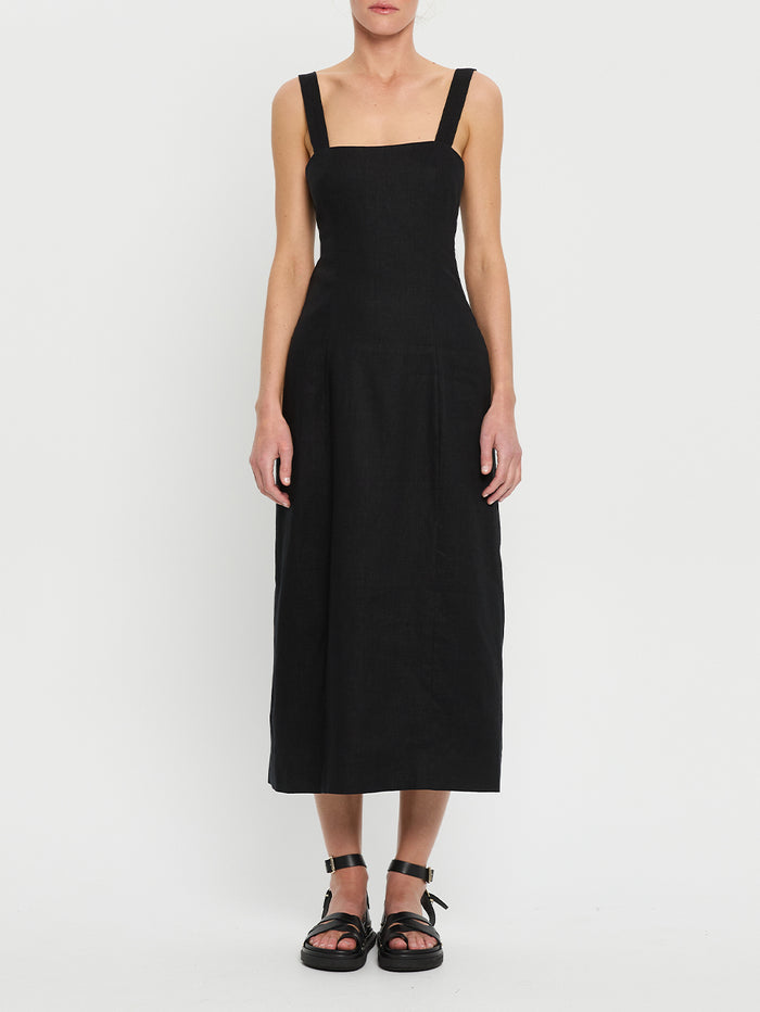 KIVARI Azarea Tie Back Midi Dress Black