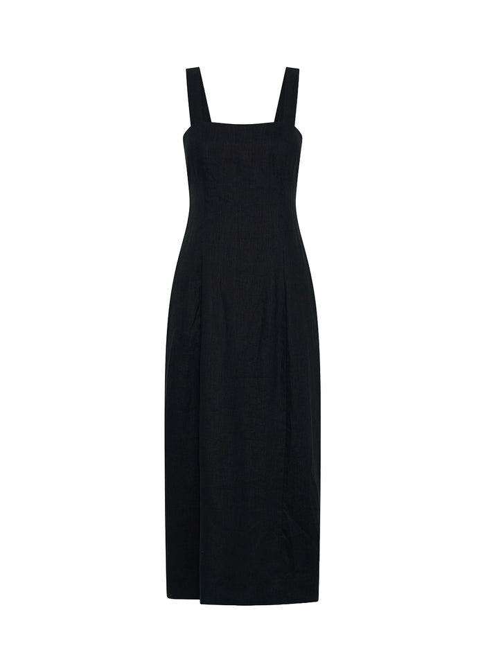 KIVARI Azarea Tie Back Midi Dress Black
