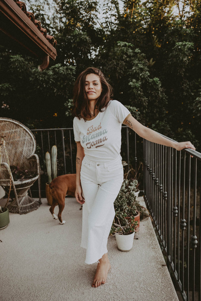 White Bad Mama Jama Ringer Tee for Women by The Bee and The Fox