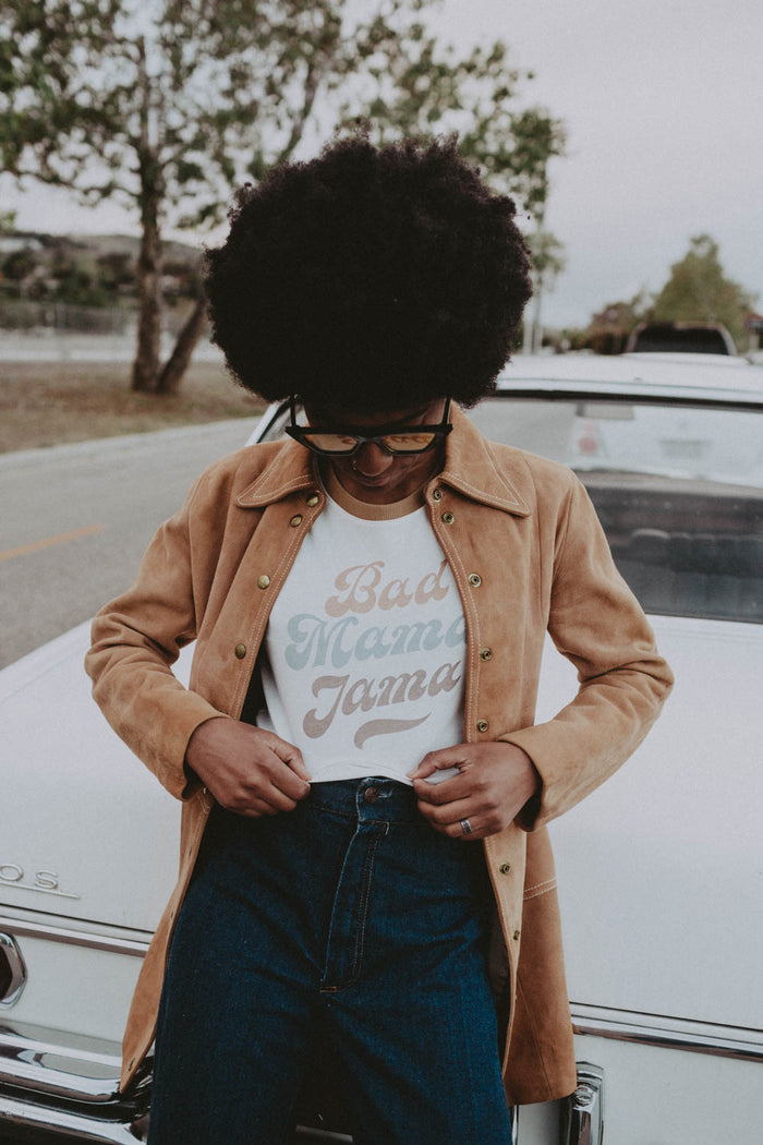 White Bad Mama Jama Ringer Tee for Women by The Bee and The Fox
