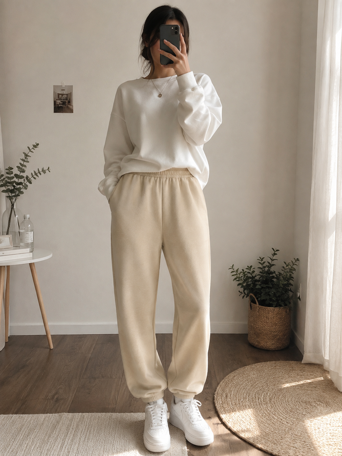 Beige Cozy Sweatpants — Casual Lounge Joggers