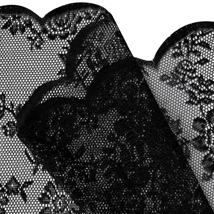 Black Floral Lace Curtains with Fixed Pleat