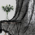 Black Floral Lace Curtains with Fixed Pleat