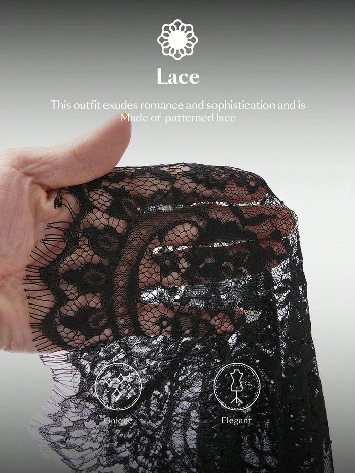 Black Sheer Floral Lace Maxi Skirt