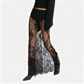 Black Sheer Floral Lace Maxi Skirt