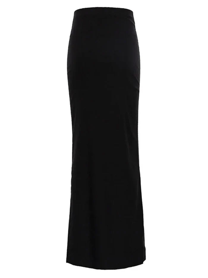 Black Stretch Pencil Maxi Skirt
