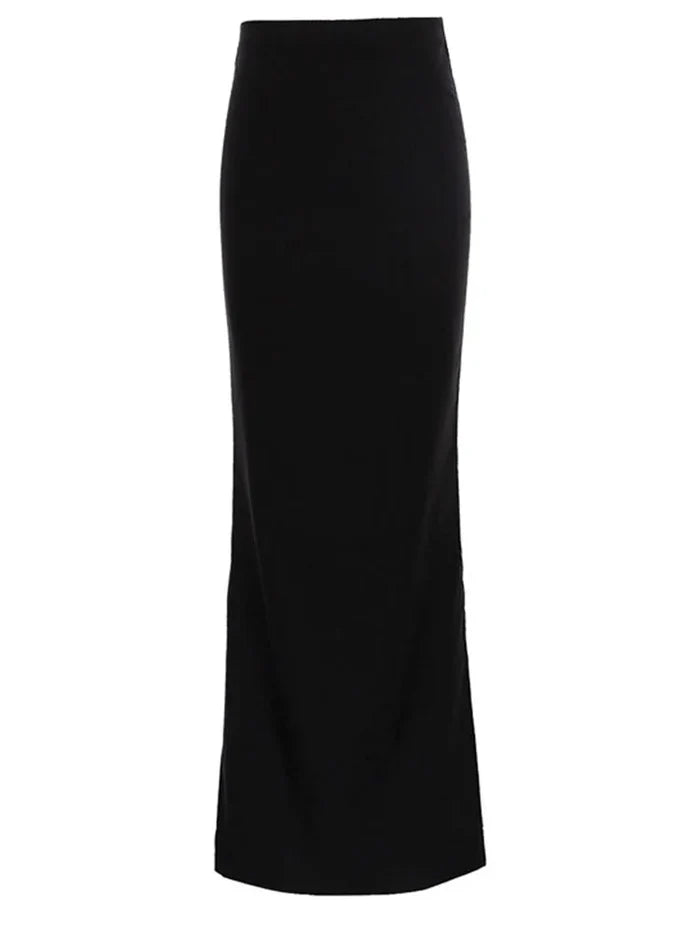 Black Stretch Pencil Maxi Skirt