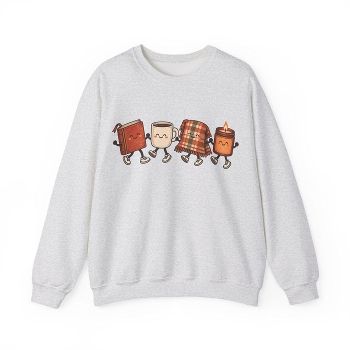 Book, Coffee, Cozy Crewneck Sweatshirt