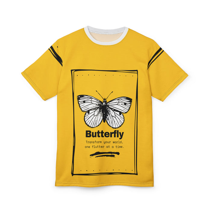 Butterfly Transform Tee — Yellow Graphic Butterfly T-Shirt