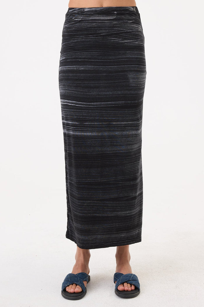 Cabana Stripe Maxi Skirt - Goldie LeWinter #color_black