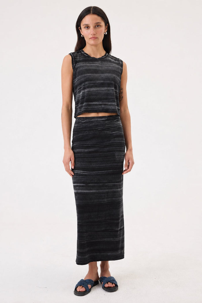 Cabana Stripe Maxi Skirt - Goldie LeWinter #color_black
