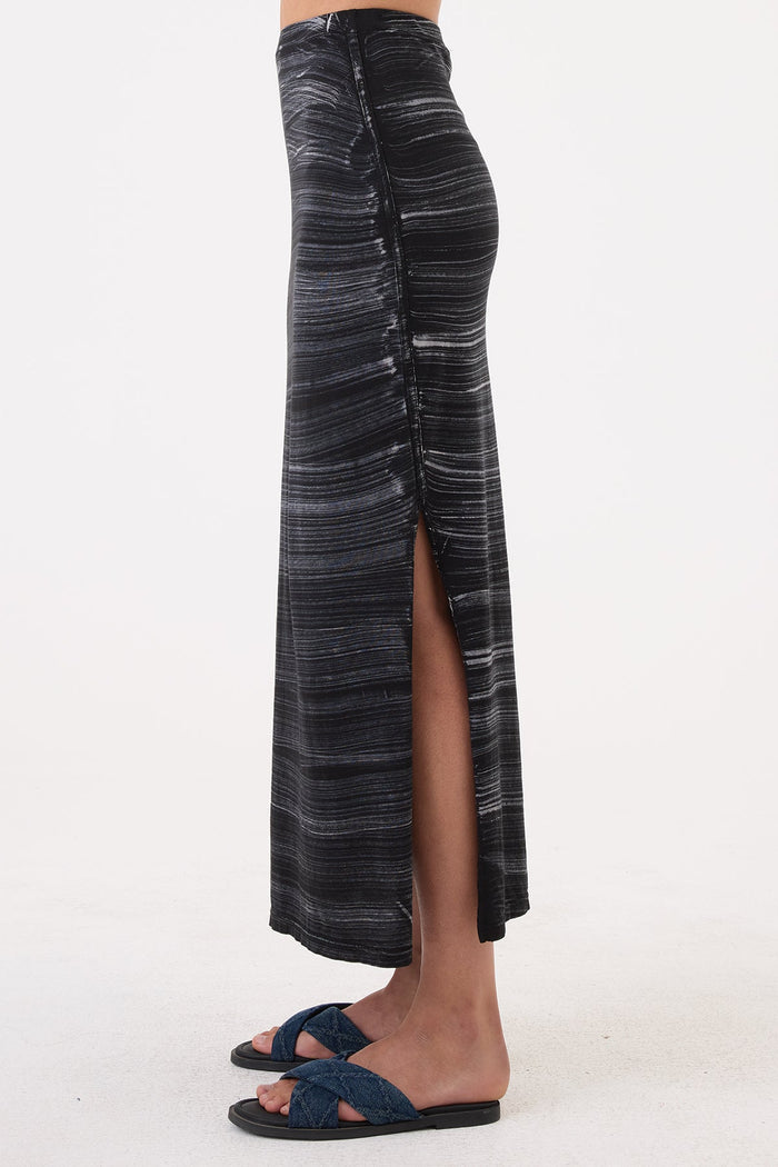 Cabana Stripe Maxi Skirt - Goldie LeWinter #color_black