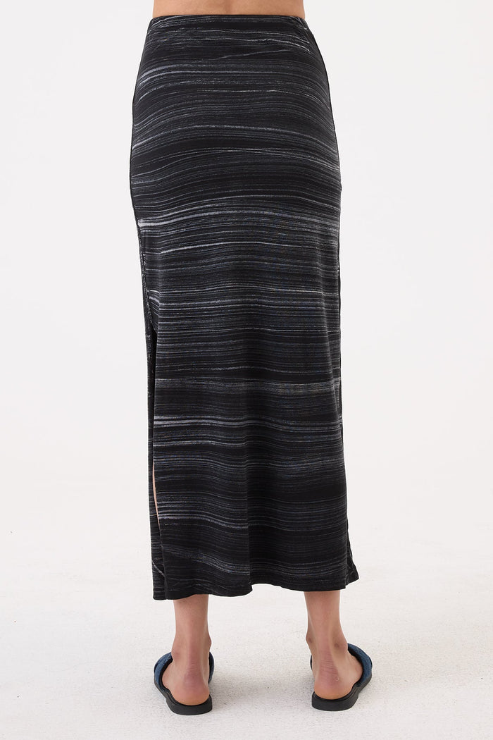 Cabana Stripe Maxi Skirt - Goldie LeWinter #color_black