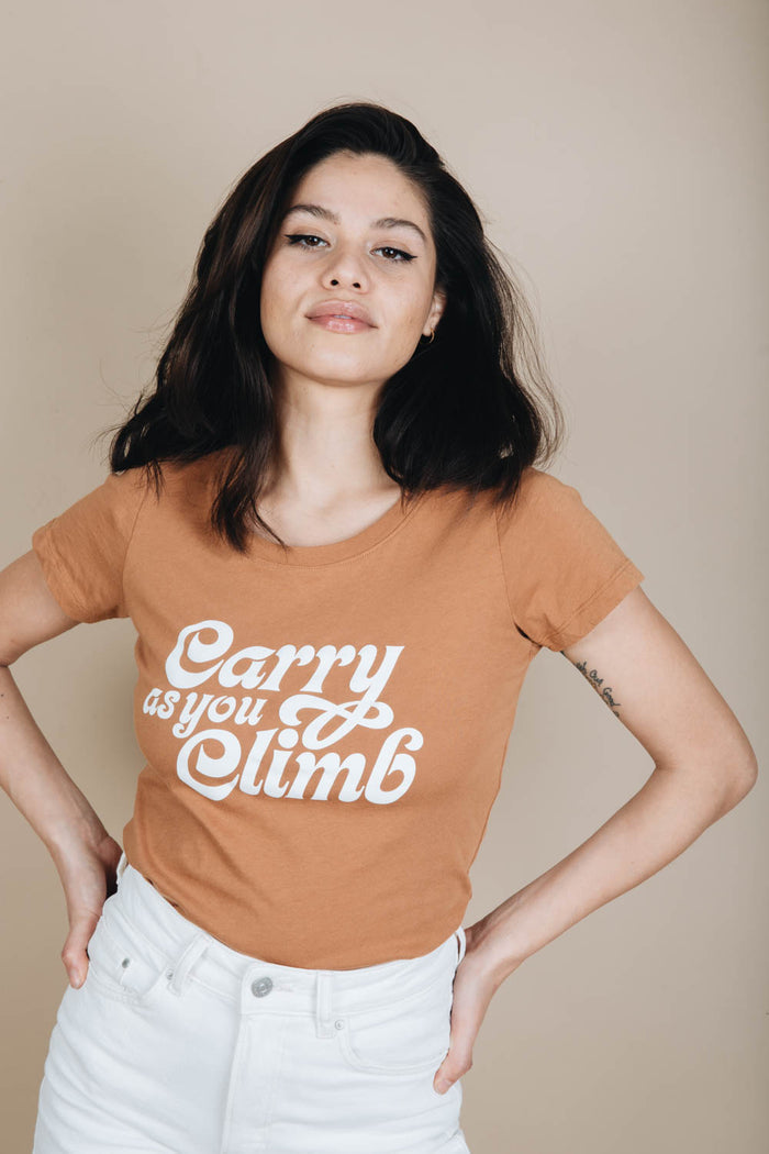 Brown Carry As You Climb Shirt for Women by The Bee and The Fox