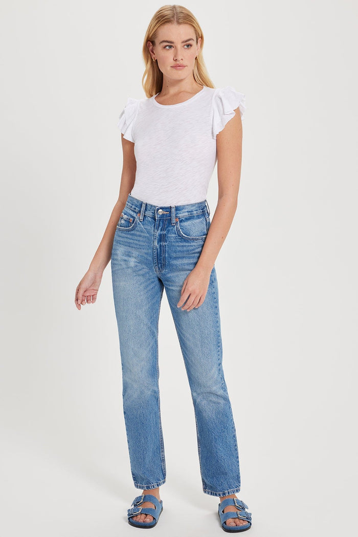Celeste Ruffle Sleeve Tee - Goldie LeWinter #color_white