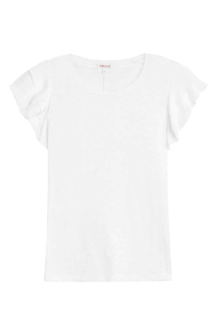 Celeste Ruffle Sleeve Tee - Goldie LeWinter #color_white
