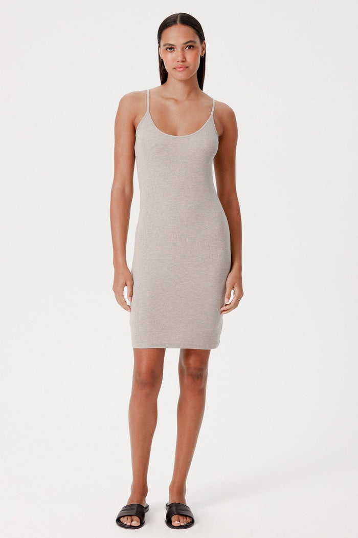 Claire Ribbed Minidress - Goldie LeWinter #color_taupe heather