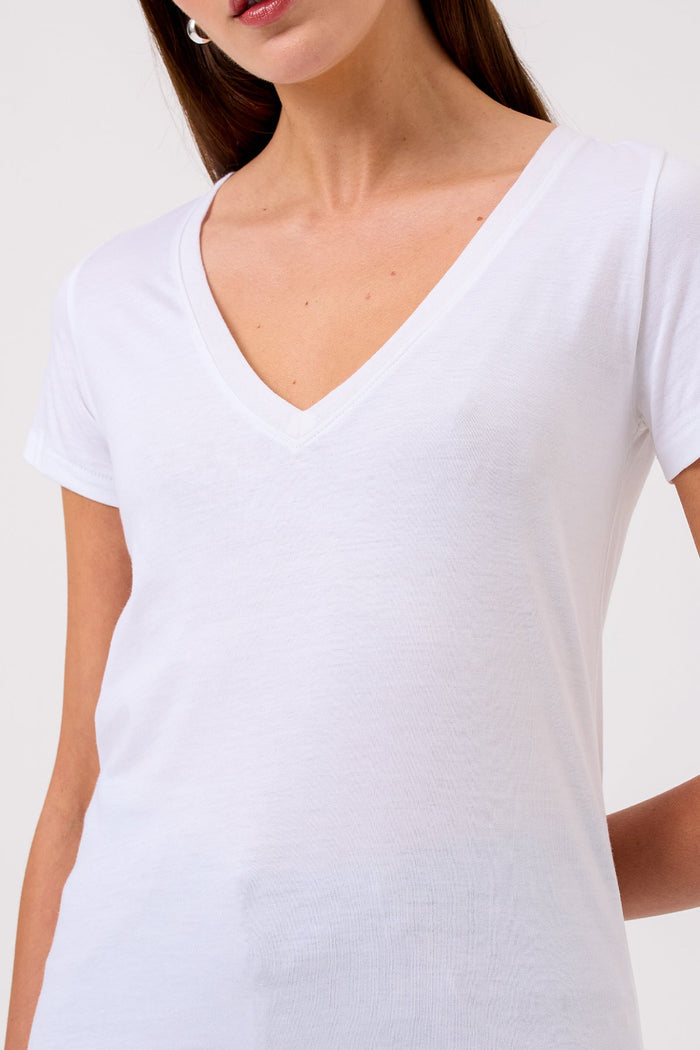 Cleo V Neck Tee - Goldie LeWinter #color_white