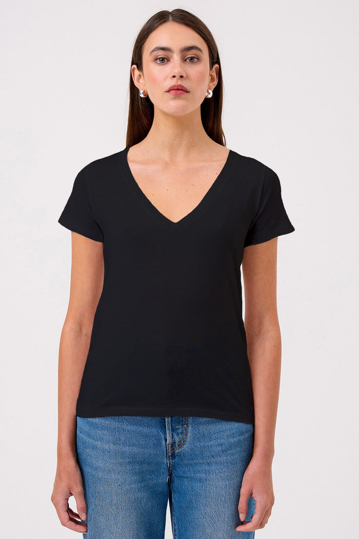 Cleo V Neck Tee - Goldie LeWinter #color_black