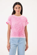 Coastal Sunwash Puff & Ruffle Sleeve Tee - Goldie LeWinter #color_hot pink