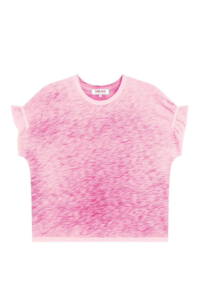 Coastal Sunwash Puff & Ruffle Sleeve Tee - Goldie LeWinter #color_hot pink
