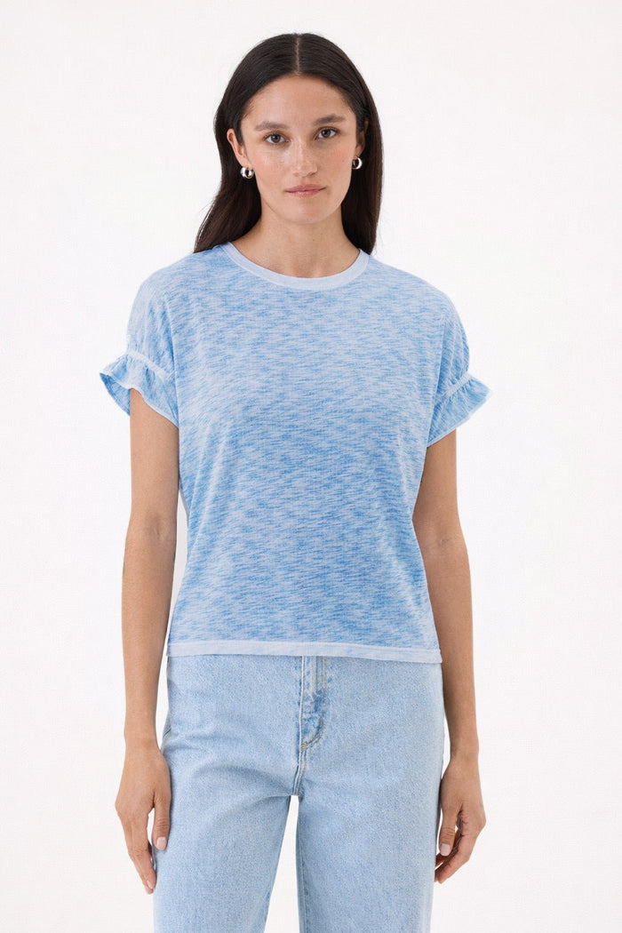 Coastal Sunwash Puff & Ruffle Sleeve Tee - Goldie LeWinter #color_sea - limited edition