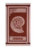Kivari towel with shell design on a brown background