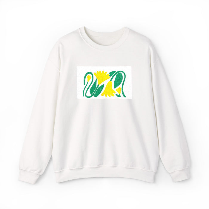 Crewneck Sweatshirt — Green & Yellow Floral Abstract Print