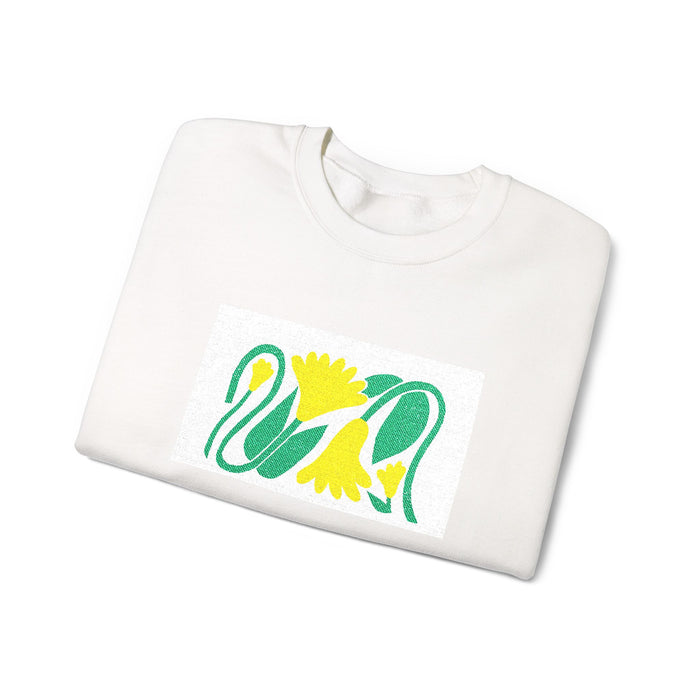 Crewneck Sweatshirt — Green & Yellow Floral Abstract Print