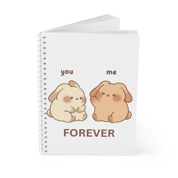 Cute Bunny 'You Me Forever' Spiral Notebook - Kawaii Couple Journal