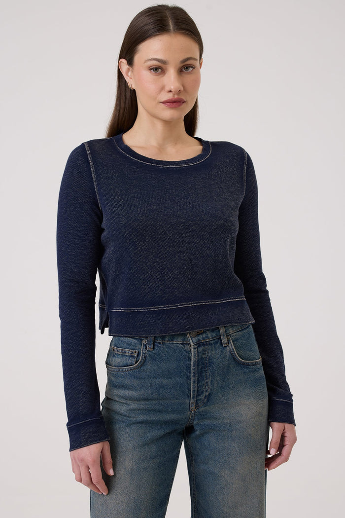 Denim Wash Crop Sweatshirt