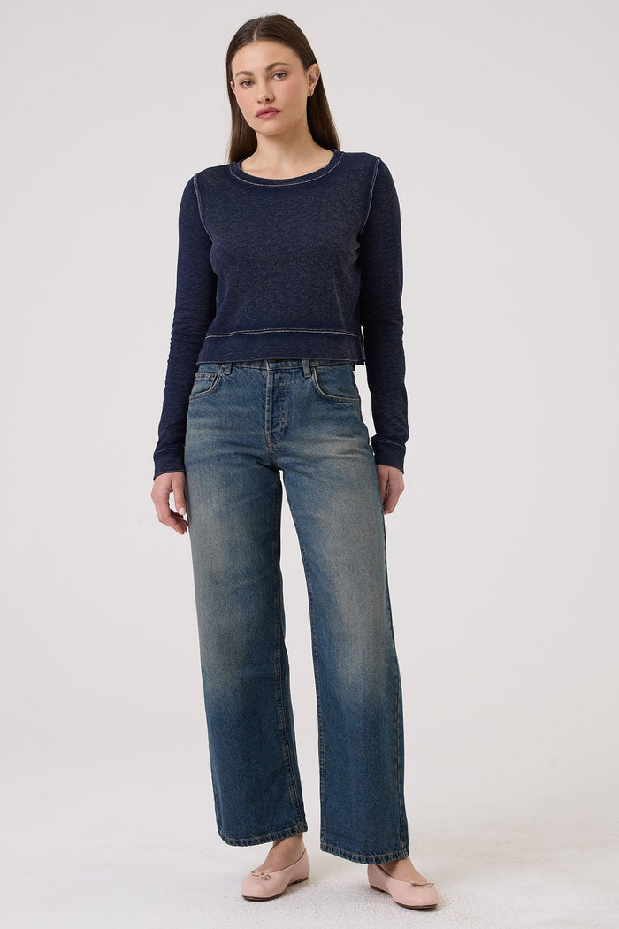 Denim Wash Crop Sweatshirt