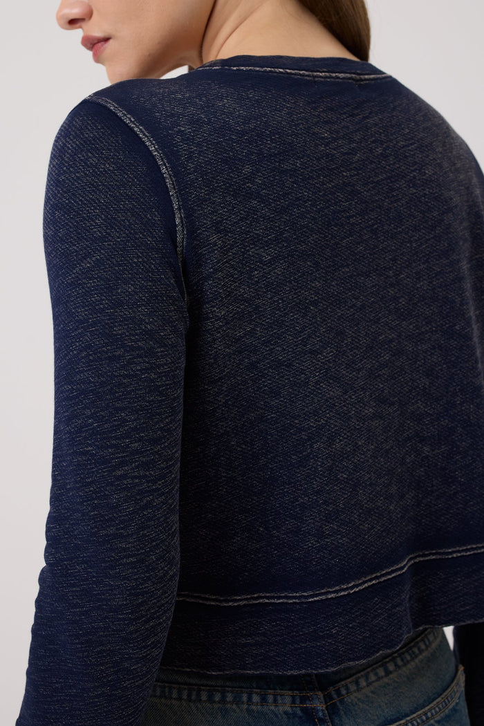 Denim Wash Crop Sweatshirt