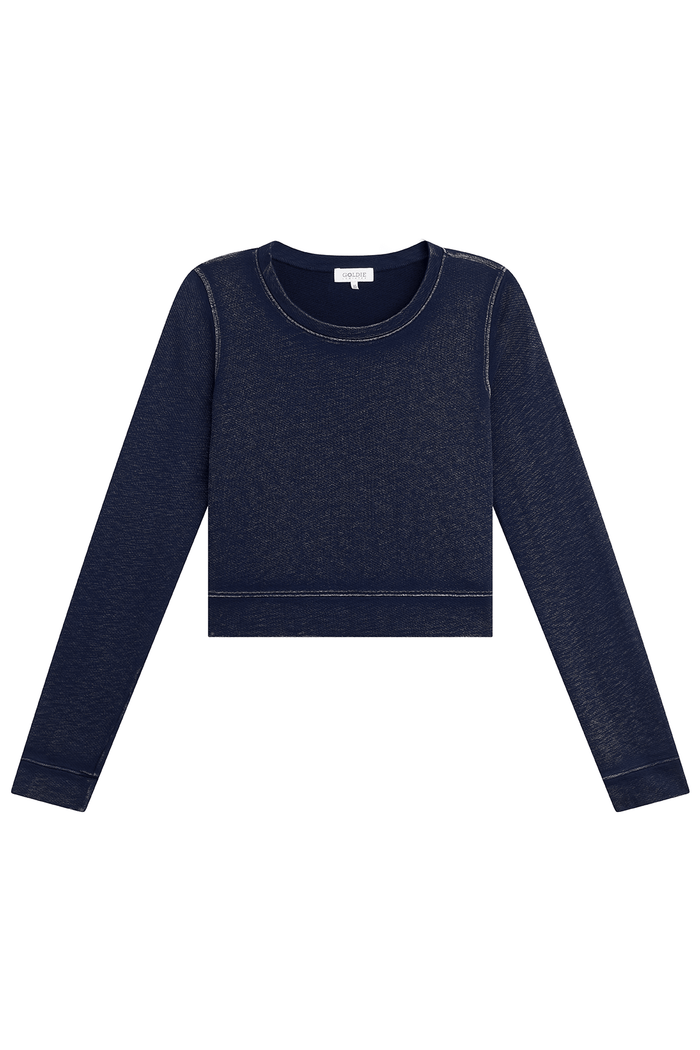 Denim Wash Crop Sweatshirt
