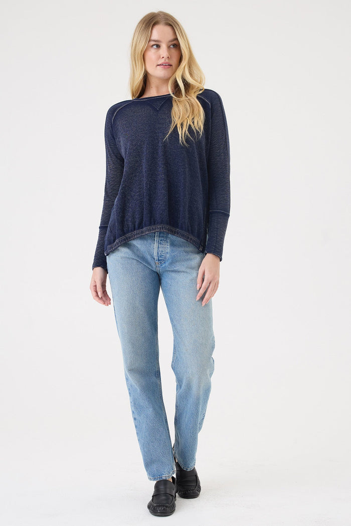Denim Wash High Low Sweatshirt