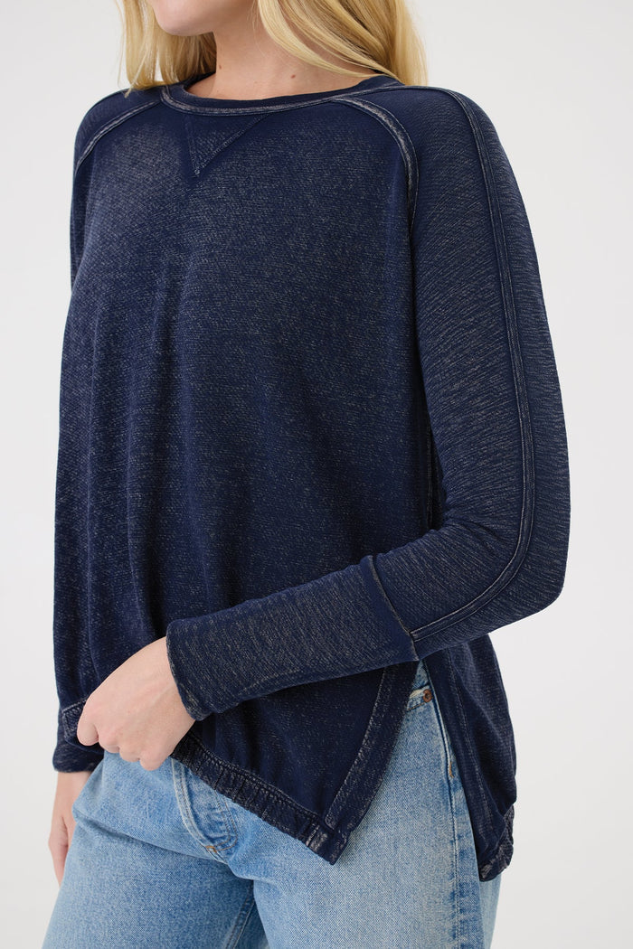 Denim Wash High Low Sweatshirt