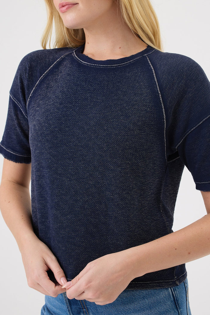 Denim Wash Raglan Top