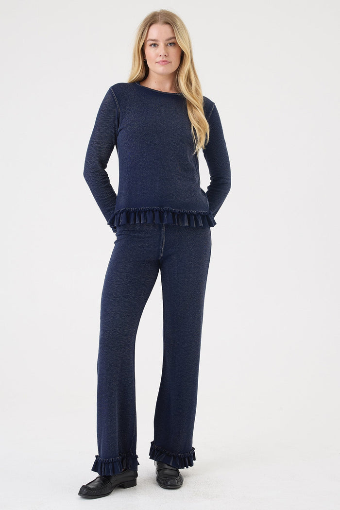 Denim Wash Ruffle Sweatshirt