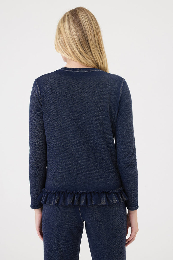 Denim Wash Ruffle Sweatshirt