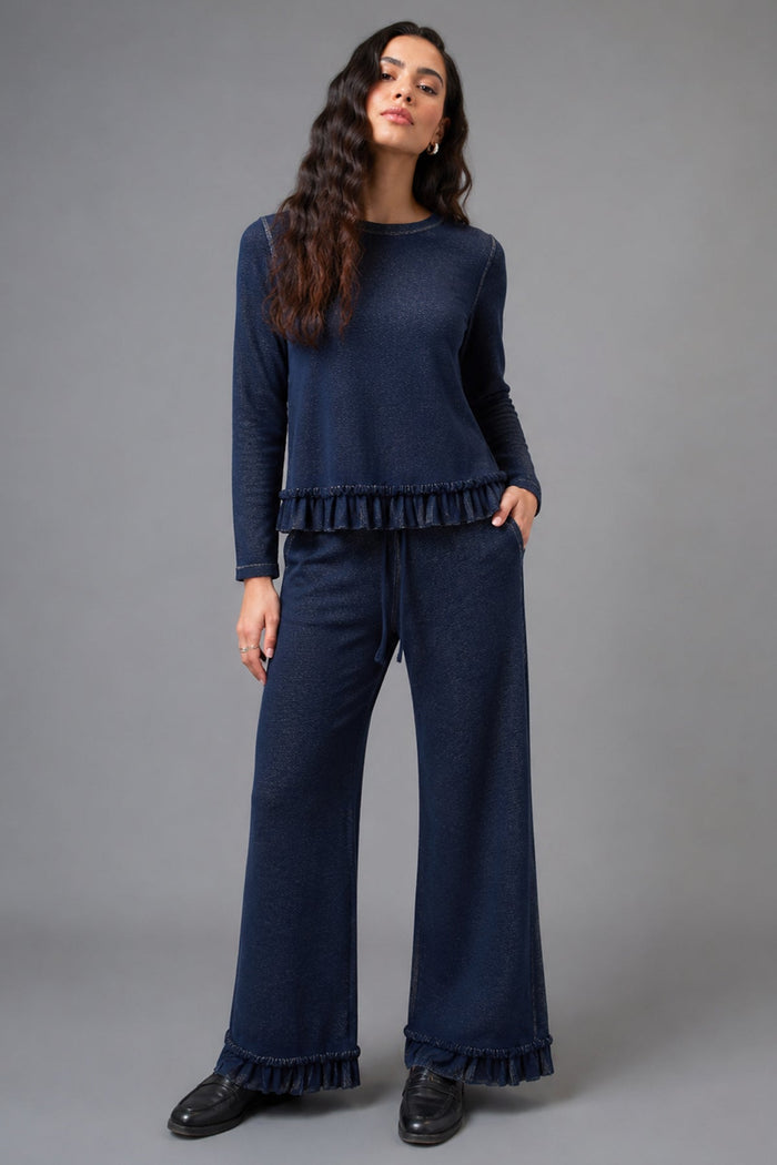 Denim Wash Ruffle Sweatshirt