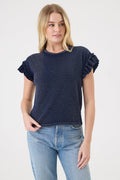 Denim Wash Ruffle Top