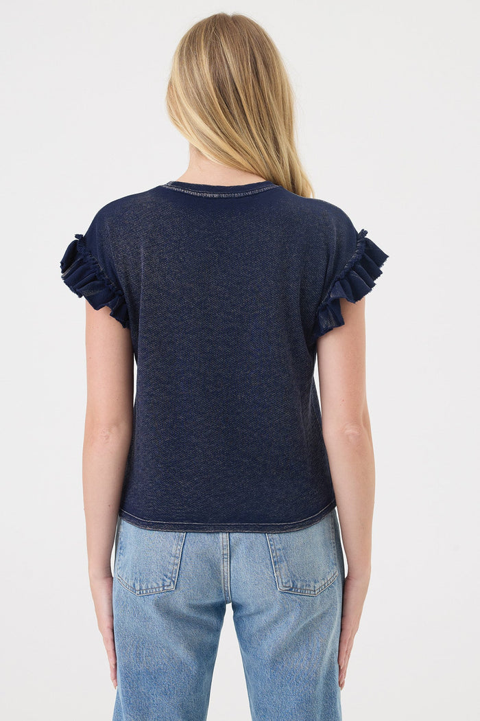 Denim Wash Ruffle Top