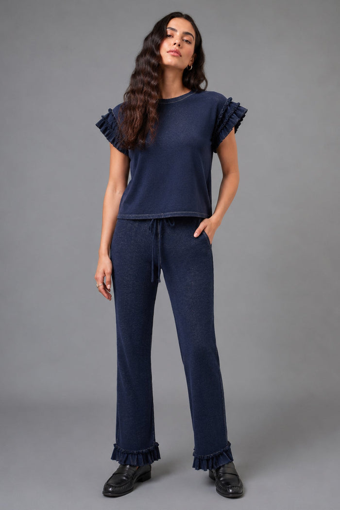 Denim Wash Ruffle Top