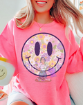 Distressed Retro Flower Smiley Face