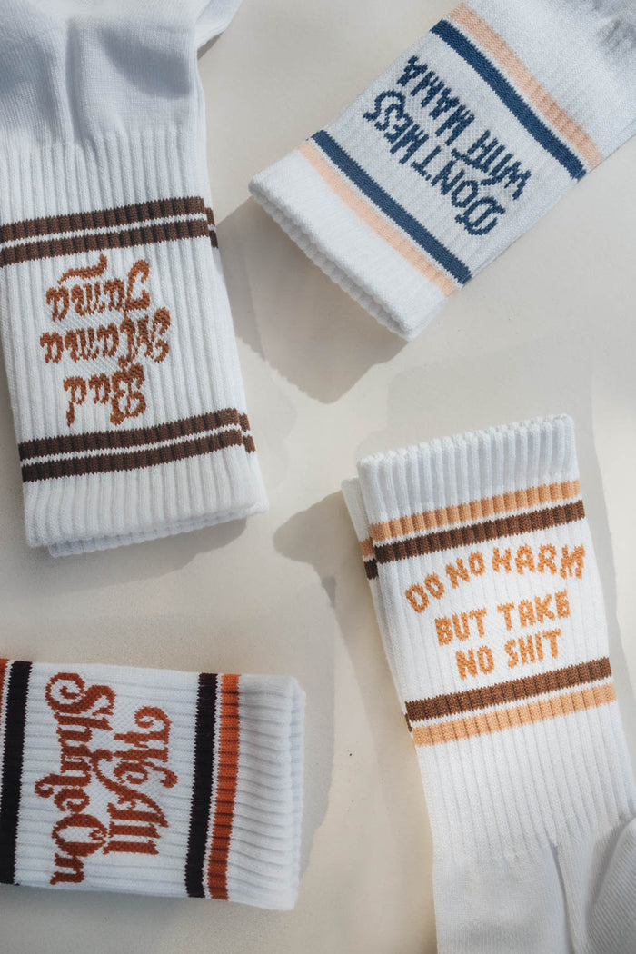 Do No Harm, Take No Shit Socks by The Bee and The Fox